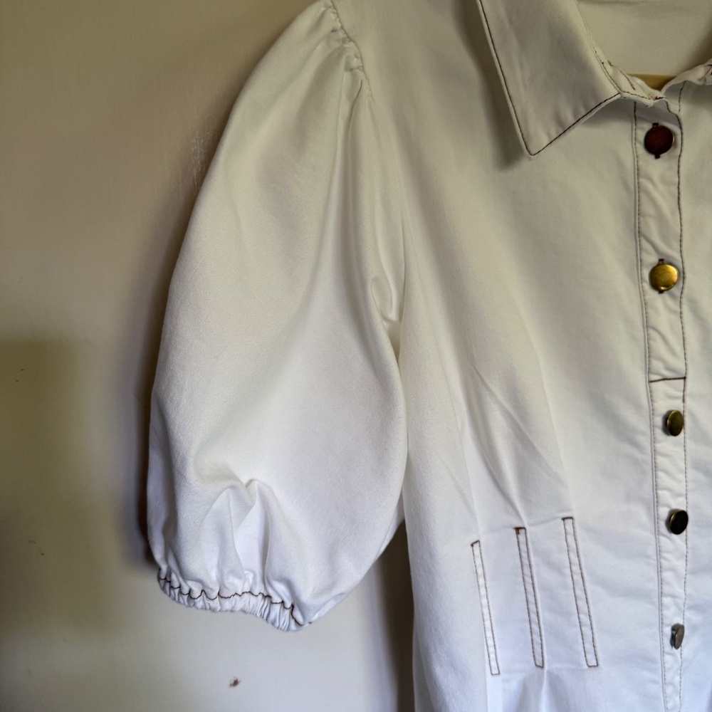 Petal & Pup Sollie White Denim Puff Sleeve Midi Dress Size XL - Picture 6 of 15